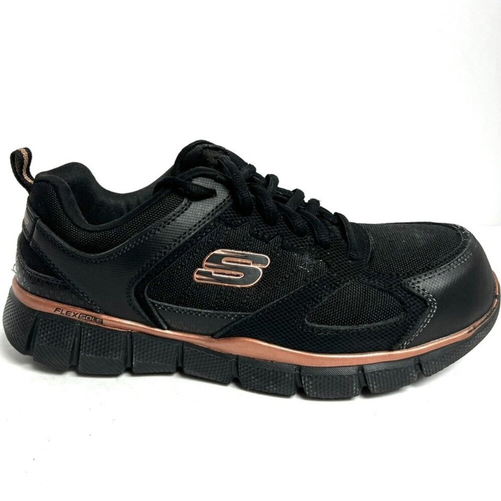 Skechers Womens Burgin Comp Toe Sneaker Black 8.5 M